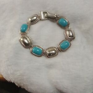 407. SILVER TONE AND TURQUOISE COLOR BRACELET